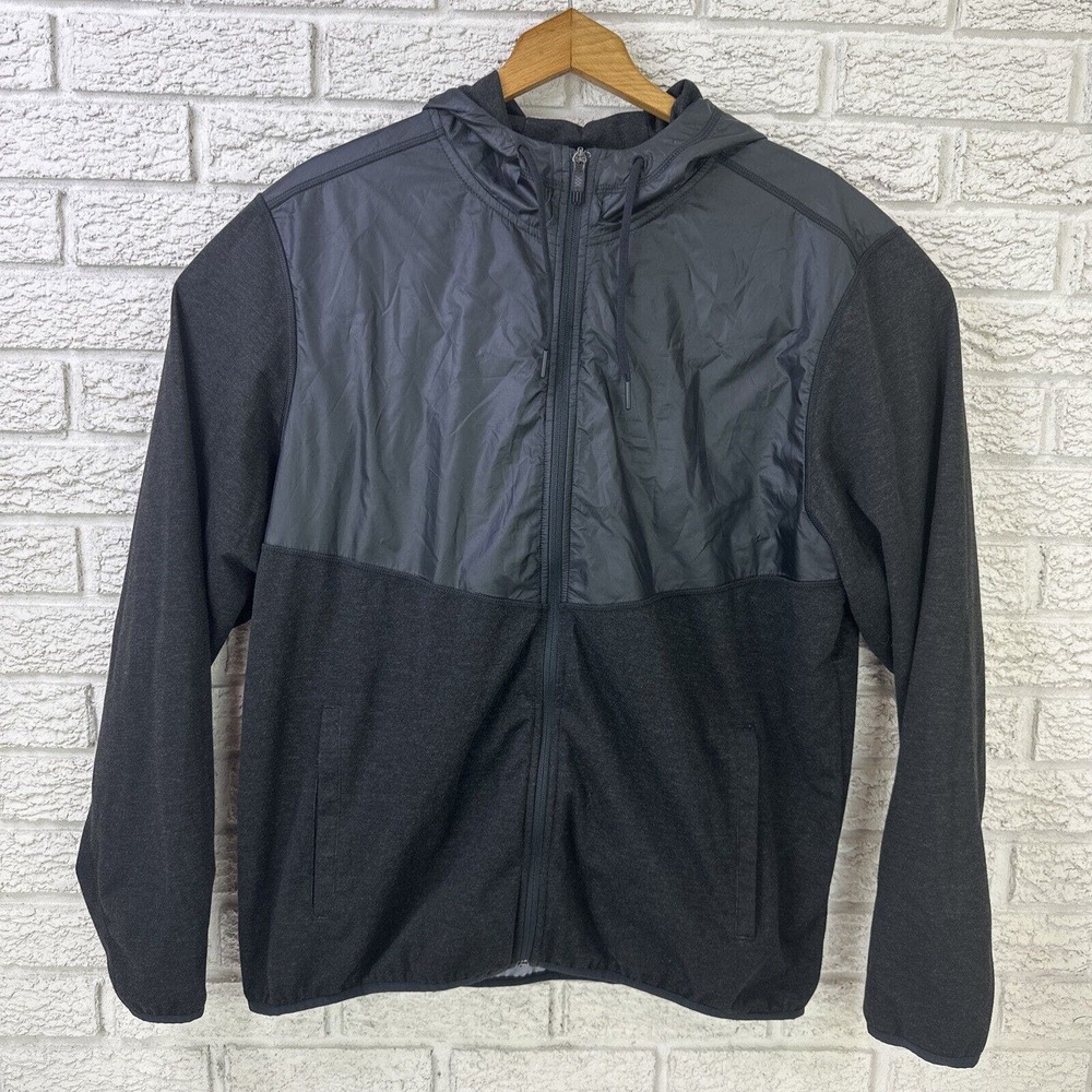 RHONE Tech Terry Hoodie Full Zip Hybrid Jacket Mens XL Black Pockets TEC-182